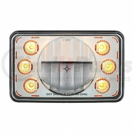 United Pacific 31237 Headlight - RH/LH, 4 x 6", Rectangle, Low Beam, Bulb, with Dual Function 6 Amber LED Position Light