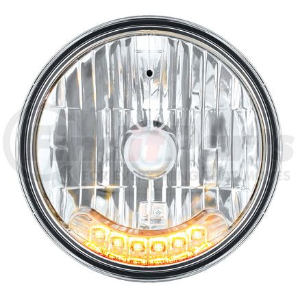 United Pacific 31247 Crystal Headlight - RH/LH, 7", Round, Chrome Housing, High/Low Beam, 9007 Bulb, with Amber 6 LED Position Light