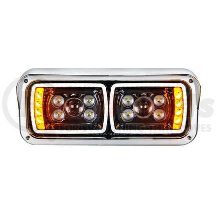 United Pacific 35826 Projection Headlight Assembly - RH, LED, 4 x 6", Black Housing, High/Low Beam, with LED Signal Light and White LED Position Light, Fender Liner Included