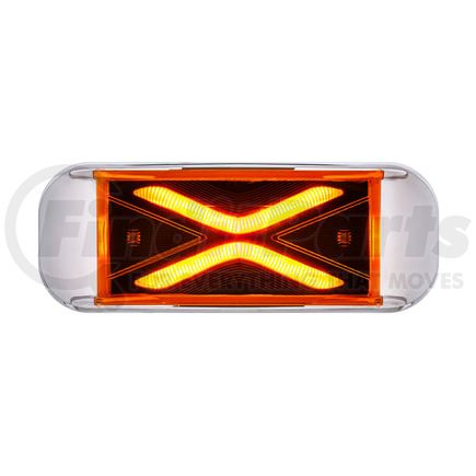 United Pacific 36819 Clearance/Marker Light - 4 LED Saber, Amber LED/Amber Lens, Rectangle Design, With Chrome Bezel