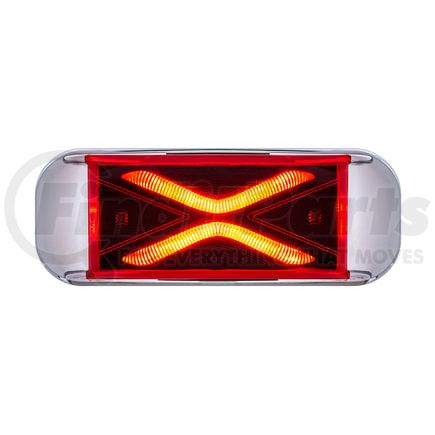 United Pacific 36820 Clearance/Marker Light - 4 LED Saber, Rectangle Design, Amber LED/Red Lens, with Chrome Bezel