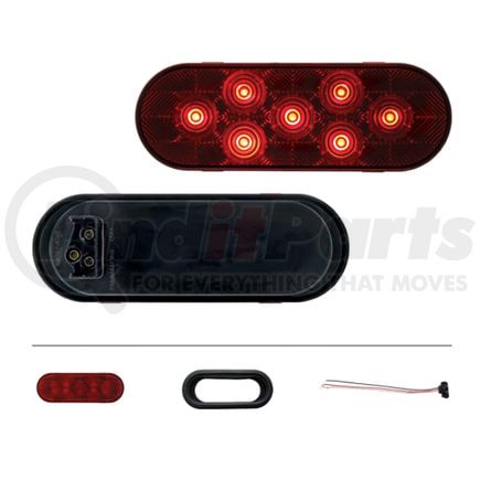 United Pacific 36855BRK Brake/Tail/Turn Signal Light - 7 LED Oval, Kit, Red LED/Red Lens