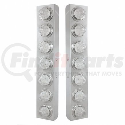 United Pacific 37369 Air Cleaner Light Bar - Front, Stainless Steel, with Bracket, Clearance/Marker Light, Amber LED, Clear Lens, with SS Bezels, 11 LED Per Light, for Kenworth