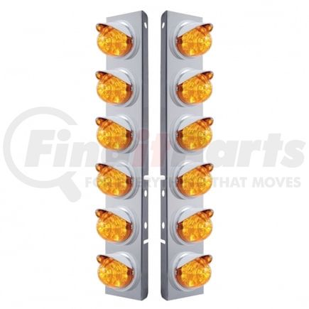 United Pacific 37394 Air Cleaner Light Bar - Front, Stainless Steel, with Bracket, Reflector Maze Cab Light, Amber LED and Lens, with Chrome Bezel and Visors, 17 LED Per Light, for Peterbilt Trucks