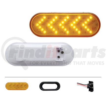 United Pacific 38143BAK Light Bar Bracket - 35 LED 6" Oval Sequential Turn Signal Light Kit, Amber LED/Amber Lens