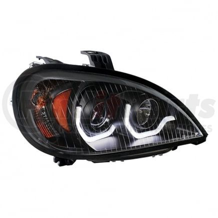 United Pacific 31255 Projection Headlight Assembly - RH, Black Housing, High/Low Beam, H7/H1/3157 Bulb, with Signal Light and LED Position Light Bar