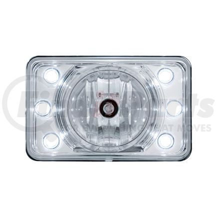 United Pacific 31376 Projection Headlight - RH/LH, 4 x 6", Rectangle, Chrome Housing, High Beam, 9005 Bulb, with Crystal Lens, with White 6 LED Position Light, Includes (2) 9005 Adapter Plugs