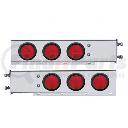 United Pacific 31617 Light Bar - Rear, Spring Loaded, with 3.75" Bolt Pattern, Incandescent, Stop/Turn/Tail Light, Red Lens, Chrome Steel Housing, with Rubber Grommets