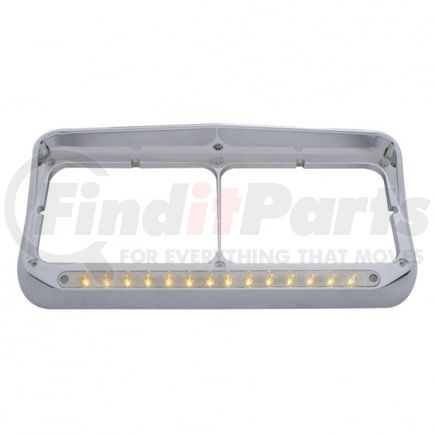 United Pacific 32349 Headlight Bezel - 14 LED, Rectangular, Dual, with Visor, Amber LED/Chrome Lens