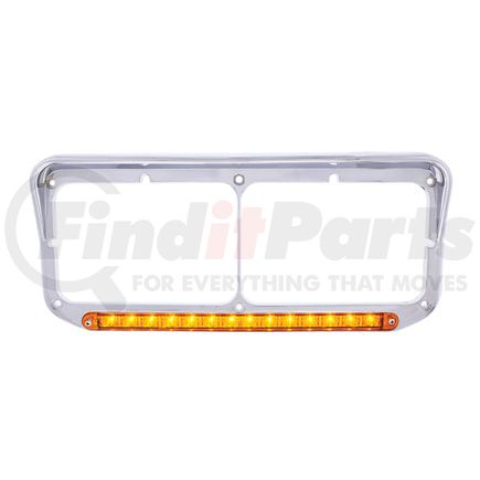 United Pacific 32351 Headlight Bezel - 14 LED, Rectangular, Dual, with Visor, Amber LED/Amber Lens