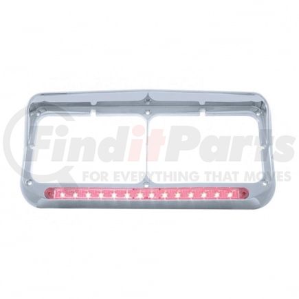 United Pacific 32576 Headlight Bezel - 14 LED, Rectangular, Dual, with Visor, Red LED/Clear Lens