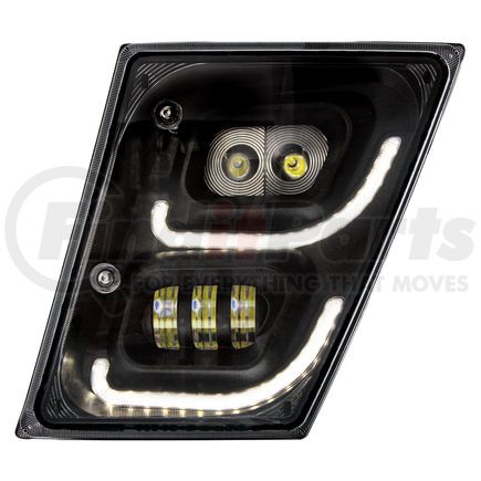 United Pacific 32596 Fog Light - "Blackout" High Power LED, with LED DRL & Position Light, Driver Side, for 2003-2017 Volvo VN/VNL