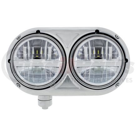 United Pacific 32783 LED Chrome Headlight Assembly with 304 SS Housing for Peterbilt 359 - Driver Side