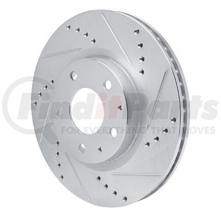 Dynamic Friction Company 631-80081R Brake Rotor - Drilled and Slotted - Silver