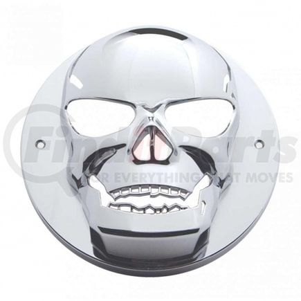 United Pacific 34015 Headlight Bezel - Chrome, 3D Skull, for 2" Round Light