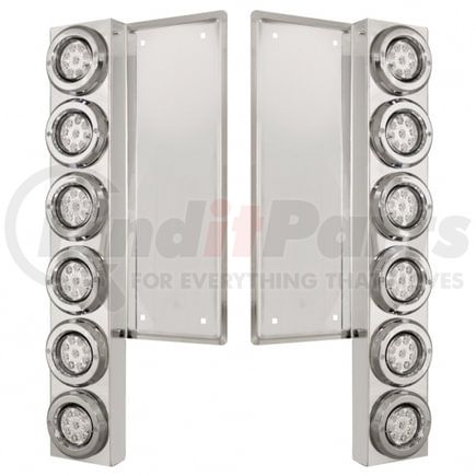 United Pacific 34678 Air Cleaner Light Bar - Front, Stainless Steel, with Bracket, Reflector/Clearance/Marker Light, Amber LED, Clear Lens, with Chrome Bezels, 9 LED Per Light, for Freightliner