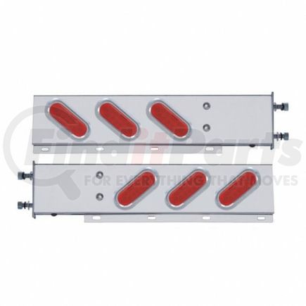 United Pacific 61302 Light Bar - Stainless Steel, Spring Loaded, Rear, Reflector/Stop/Turn/Tail Light, Red LED/Red Lens, with 3.75" Bolt Pattern, with Chrome Bezels and Visors, 12 LED per Light