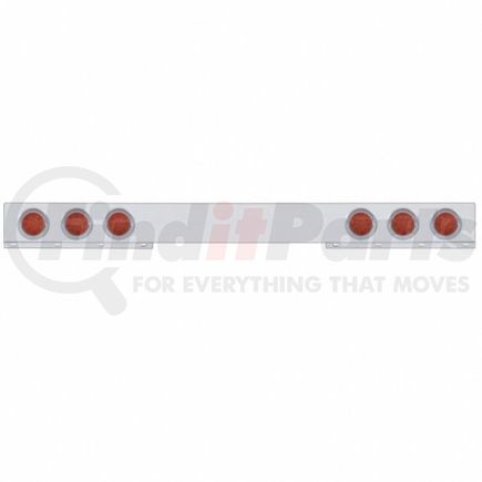United Pacific 61419 Light Bar - Rear, One-Piece, Stainless Steel, Reflector/Stop/Turn/Tail Light, Red LED and Lens, with Chrome Bezels and Visors, 12 LED Per Light