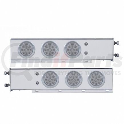 United Pacific 61544 Light Bar - Rear, Spring Loaded, with 3.75" Bolt Pattern, Reflector/Stop/Turn/Tail Light, Red LED, Clear Lens, Chrome/Steel Housing, with Chrome Bezels and Visors, 12 LED Per Light