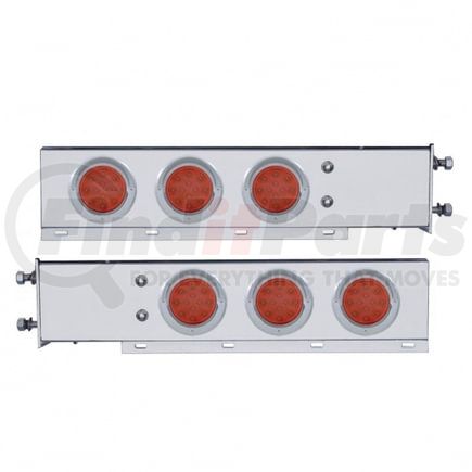 United Pacific 61543 Light Bar - Rear, Spring Loaded, with 3.75" Bolt Pattern, Reflector/Stop/Turn/Tail Light, Red LED and Lens, Chrome/Steel Housing, with Chrome Bezels and Visors, 12 LED Per Light