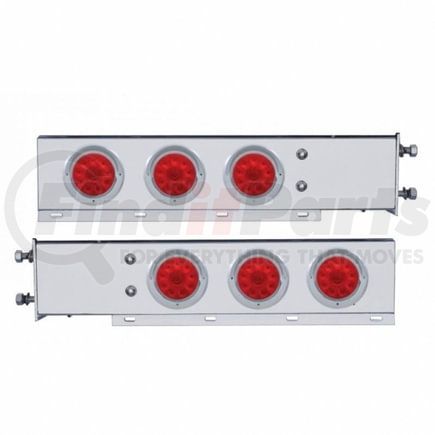 United Pacific 61553 Light Bar - Deluxe, Stainless Steel, Spring Loaded, Rear, with 3.75" Bolt Pattern, Stop/Turn/Tail Light, Red LED/Lens, with Chrome Bezels and Visors