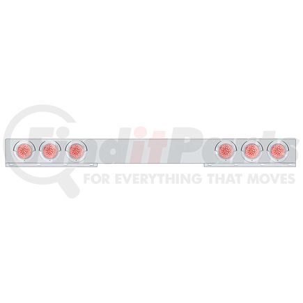 United Pacific 61650 Light Bar - Rear, One-Piece, Stainless Steel, Stop/Turn/Tail Light, Red LED, Clear Lens, with Chrome Bezels and Visors, 36 LED Per Light