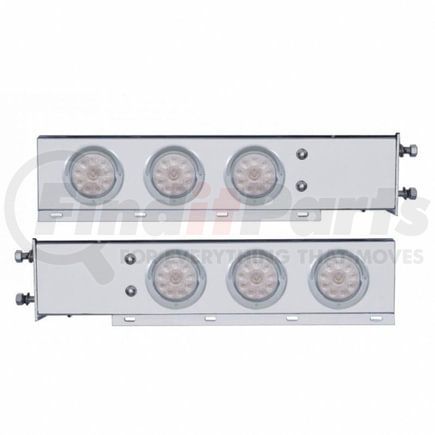 United Pacific 61729 Light Bar - Stainless Steel, Spring Loaded, Rear, Stop/Turn/Tail Light, Red LED/Clear Lens, with 2.5" Bolt Pattern, with Chrome Bezels and Visors, 10 LED per Light