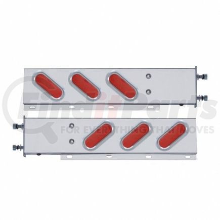 United Pacific 61806 Light Bar - Stainless Steel, Spring Loaded, Rear, Reflector/Stop/Turn/Tail Light, Red LED/Red Lens, with 3.75" Bolt Pattern, with Chrome Bezels and Visors, 19 LED per Light