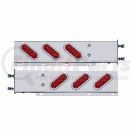 United Pacific 62300 Light Bar - Stainless Steel, Spring Loaded, Rear, Stop/Turn/Tail Light, Red LED/Red Lens, with 3.75" Bolt Pattern, with Chrome Flat Bezels, 10 LED per Light