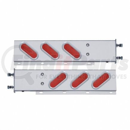 United Pacific 62806 Light Bar - Stainless Steel, Spring Loaded, Rear, Reflector/Stop/Turn/Tail Light, Red LED/Red Lens, with 3.75" Bolt Pattern, with Chrome Bezels, 19 LED per Light