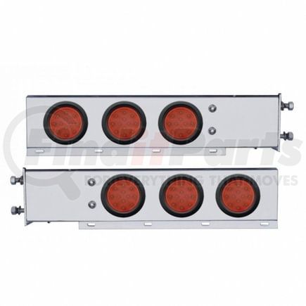 United Pacific 63543 Light Bar - Rear, Spring Loaded, with 3.75" Bolt Pattern, Reflector/Stop/Turn/Tail Light, Red LED and Lens, Chrome/Steel Housing, with Rubber Grommets, 12 LED Per Light