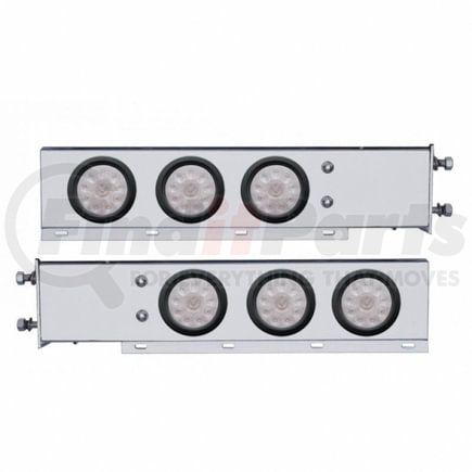 United Pacific 63554 Light Bar - Deluxe, Stainless Steel, Spring Loaded, Rear, with 3.75" Bolt Pattern, Stop/Turn/Tail Light, Red LED/Clear Lens, Pair, with Rubber Grommet, 10 LED per Light