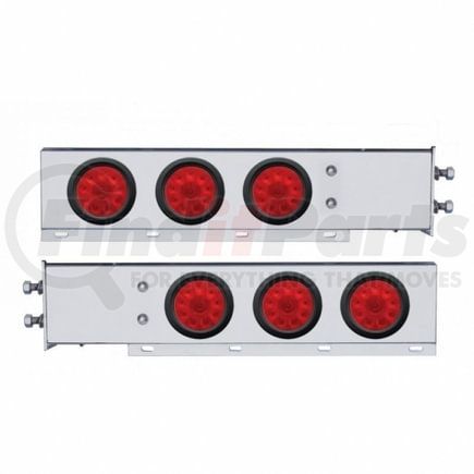 United Pacific 63645 Light Bar - Rear, Spring Loaded, with 2.5" Bolt Pattern, Stop/Turn/Tail Light, Red LED and Lens, Chrome/Steel Housing, with Rubber Grommets, 10 LED Per Light