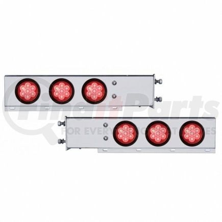 United Pacific 63748 Deluxe SS Spring Loaded Rear Light Bar - with 3.75" Bolt Pattern, Reflector/Stop/Turn/Tail Light, Red LED and Lens, with Rubber Grommets, 7 LED Per Light