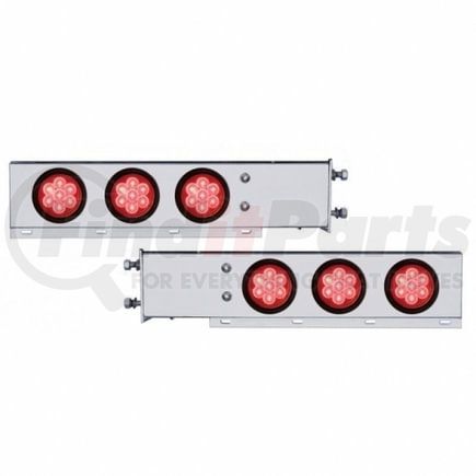 United Pacific 63746 Light Bar - Rear, Spring Loaded, with 3.75" Bolt Pattern, Reflector/Stop/Turn/Tail Light, Red LED and Lens, Chrome/Steel Housing, with Rubber Grommets, 7 LED Per Light