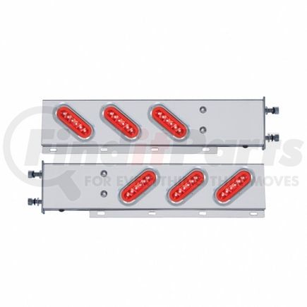 United Pacific 63784 Light Bar - Rear, "Glo" Light, Stainless Steel, Spring Loaded, with 3.75" Bolt Pattern, Stop/Turn/Tail Light, Red LED and Lens, with Chrome Bezels and Visors, 22 LED Per Light