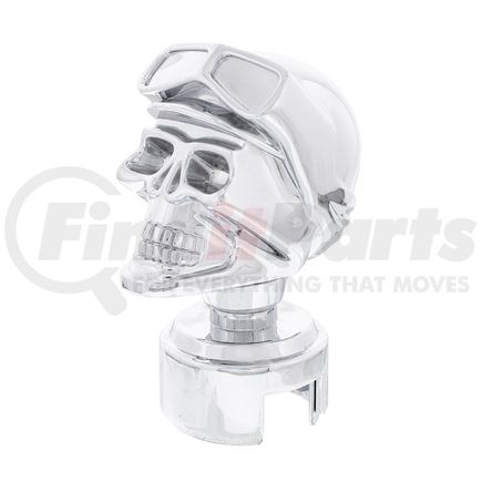 United Pacific 70642 Manual Transmission Shift Knob - Gearshift Knob, Chrome, Skull Biker, 13/15/18 Speed, with Adapter