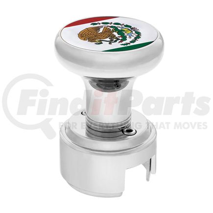 United Pacific 70794 Manual Transmission Shift Knob - Gearshift Knob, Chrome, 13/15/18 Speed Thread-on, with Adapter, Mexico Flag