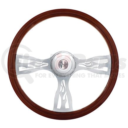 United Pacific 88139 Steering Wheel - 18" Chrome Flame with Hub, for Peterbilt 1998-2005 and Kenworth 2001-2002