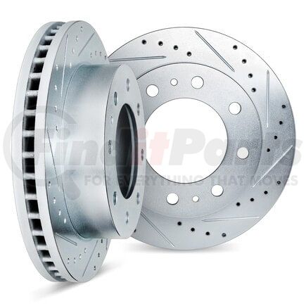 Dynamic Friction Company 7002-54030 Brake Rotors - Drilled & Slotted - Silver