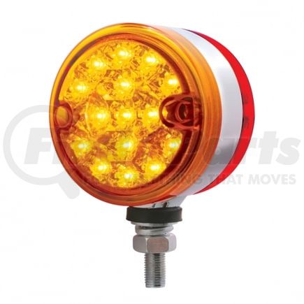 United Pacific 39561 Marker Light - Reflector, Double Face, LED, Assembly, Dual Function, 15 LED, Amber and Red Lens/Amber and Red LED, Chrome-Plated Steel, 3" Lens, Round Design