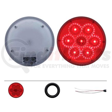 United Pacific 39924BRK Brake/Tail/Turn Signal Light - 7 LED 4" Reflector, Kit, Red LED/Red Lens