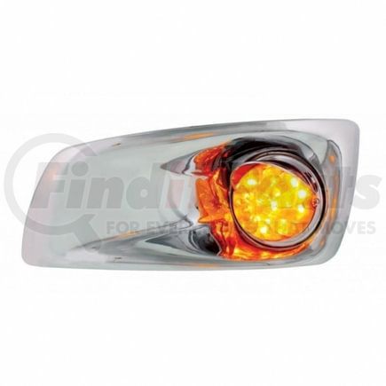 United Pacific 42716 Bumper Guide Light - Bumper Light Bezel, LH, with Amber LED Hi/Lo Watermelon Light & Visor, for 2007-2017 KW T660, Amber Lens