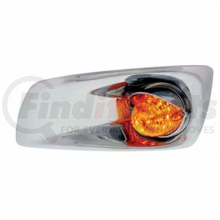 United Pacific 42728 Bumper Guide Light - Bumper Light Bezel, LH, with 19 LED Beehive Light & Visor, for 2007-2017 KW T660, Amber LED/Amber Lens