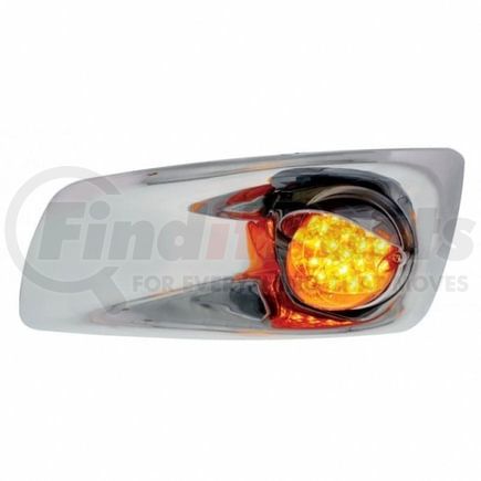 United Pacific 42730 Bumper Guide Light - Bumper Light Bezel, LH, with 19 LED Reflector Light & Visor, for 2007-2017 KW T660, Amber LED/Amber Lens