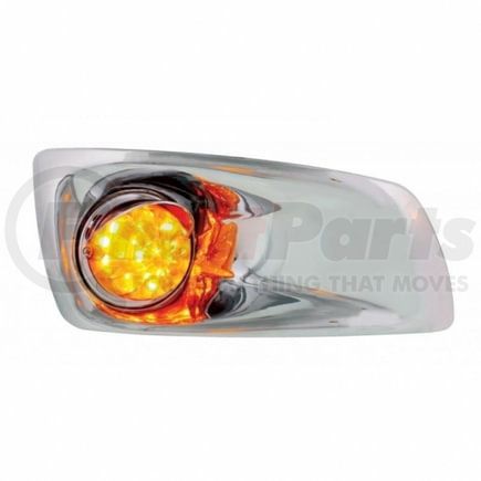 United Pacific 42748 Bumper Guide Light - Bumper Light Bezel, RH, with 17 Amber LED Hi/Lo Watermelon Light & Visor, for KW T660, Amber Lens