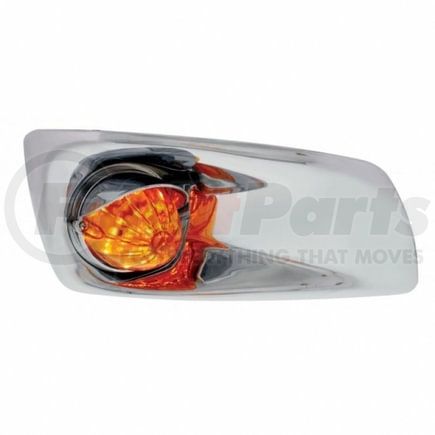 United Pacific 42758 Bumper Guide Light - Bumper Light Bezel, RH, with 19 Amber LED Watermelon Light & Visor, for 2007-2017 KW T660, Amber Lens