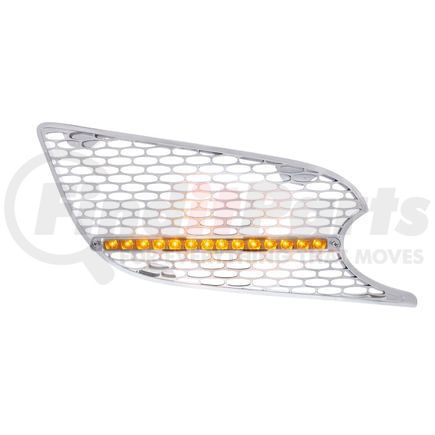 United Pacific 41782 Grille Air Intake - RH, Chrome, with LED Light, Amber LED/Clear Lens, for 2013+ Peterbilt 579