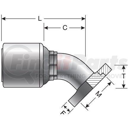 Gates G43334-5656 Code 61 Captive O-Ring Flange - 45 Bent Tube (GL)