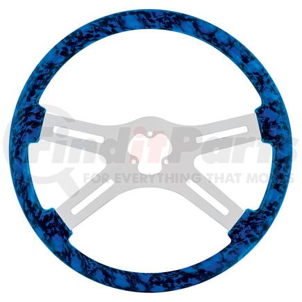 United Pacific 88235 Steering Wheel - Skull, with Hydro-Dip Wood Finish, Blue